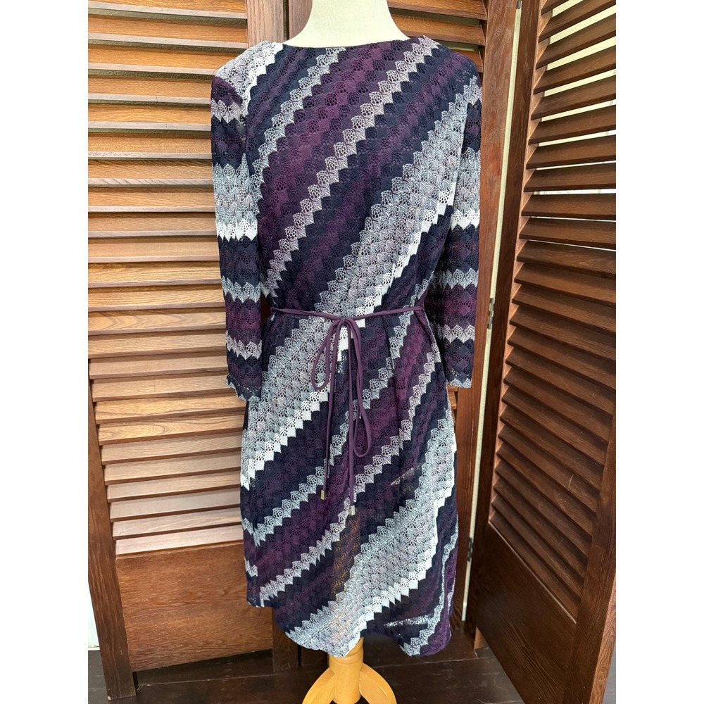 Studio One New York Chevron Lace Dress Purple White Gray Size 18